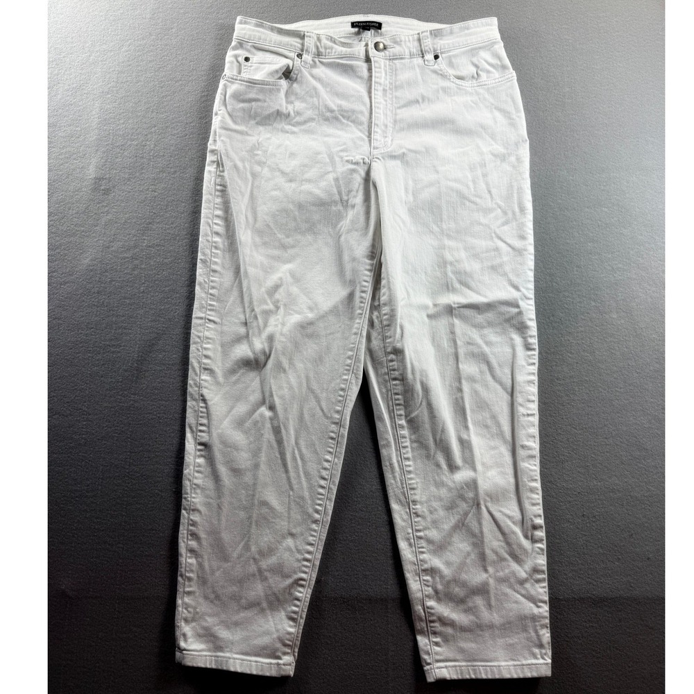 Eileen Fisher Slim Jeans Women 12 White Organic Cotton Spandex 33x26
